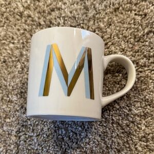 Never used -Gold and White Monogram Mug